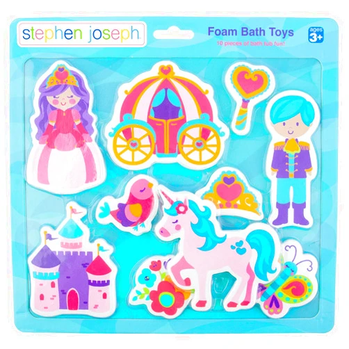 Stephen Joseph, Floating Foam Bath Character 10-Piece Toy Set, Princess (SJ1148), Small