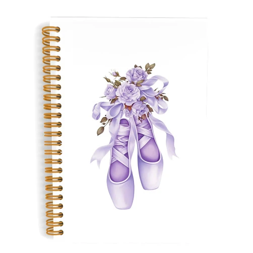 QLMX Purple Bow Ballet Dance Journal Notebook, Coquette Dancing Spiral Notebook, Ballet Dancer Teacher Gifts Notebooks for School Work, Ballerina Dance Office Supplies Gifts for Girls Women, 5.5x8.3