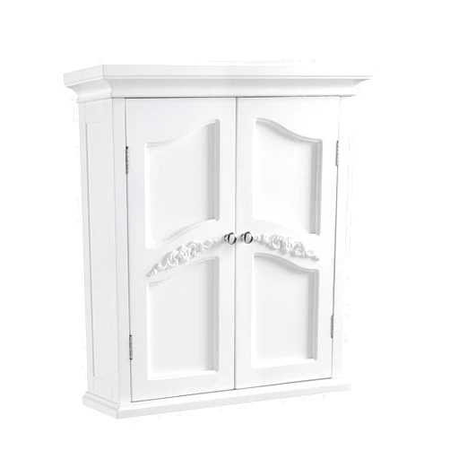 Teamson Home Versailles 22.01 in. x 23.74 in. 2-Door Removable Wall Cabinet with Interior Adjustable Shelves for Storage Solutions in Bathrooms, Kitchens, Laundry Rooms, Home Offices, White