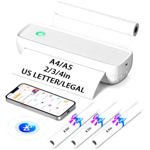 MinZhi Portable Thermal Printer,Wireless Printer Supports 8.5