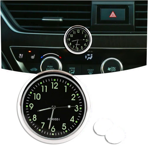 DWARFOO Car Clock, Mini Analog Car Clock Quartz Clock, Stick on Car Dashboard Clock, Mini Tiny Small Luminous Car Vent Clocks Watch Fit for Dashboard/Boat/Bike/Home (Black Luminous1)