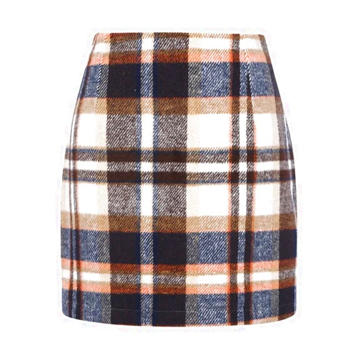 IDEALSANXUN Womens High Waist Plaid Skirt Bodycon Pencil Wool Mini Skirts
