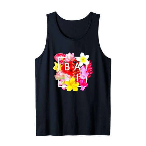 Family Heritage Gifts Flowers of Bali Word Art - Bali Indonesia Souvenir Tank Top