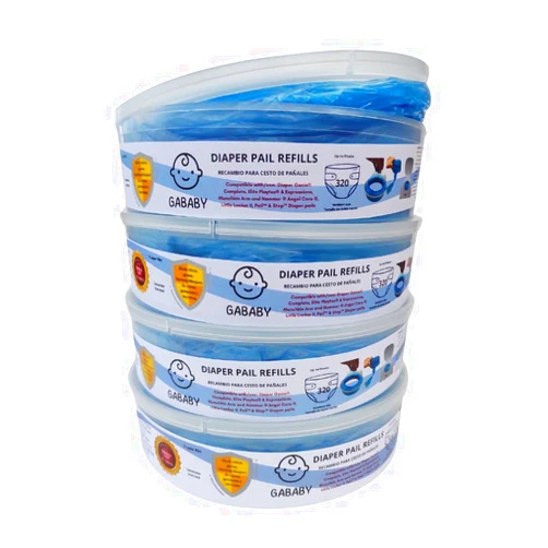 GABABY Diaper Pail Refill Bags Lavander Scented Compatible with Diaper Genie Munchkin Pails (4-Pack) 1280 Count Newborn Diaper Odor Absorbing Rings Deposal Trash Round Bag
