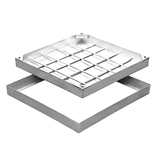 Fadiadem Inspection Chamber Cover & Frame, Underground Drainage Invisible Stainless Steel Cover, Channel Drain Grate Garage Sewer Drain Cover, Manhole Drain Cover+Base