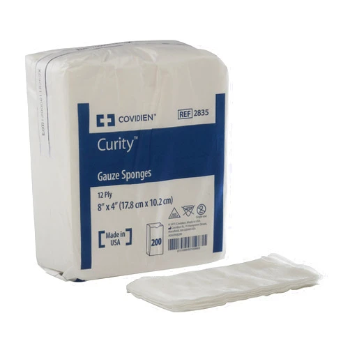 Covidien 2835 Curity Gauze Sponge, Non-Sterile, 12-ply, 4