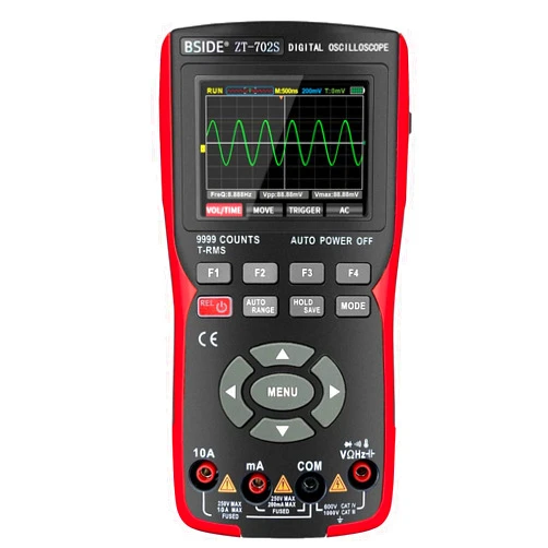 SUETTLA Handheld Digital Automotive Oscilloscope Multimeter, 10MHz Bandwidth 48MSa/s High Sampling Professional Oscilloscope, 9999 Counts Digital Multimeter, Auto-Calibration Function, Voltage/Current Test