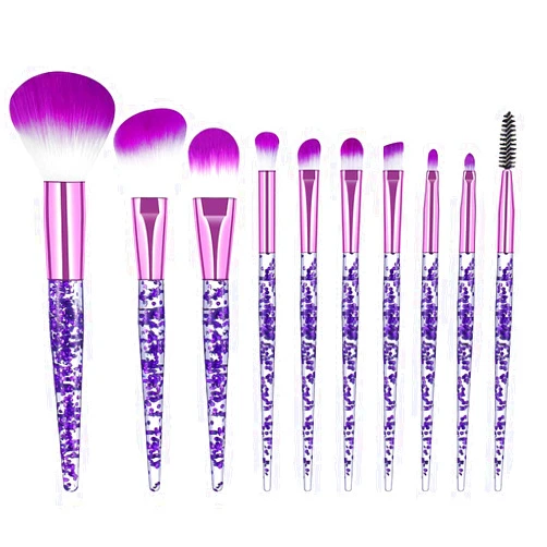 YING SI CHUANG WEI 10 Pcs Crystal Unicorn Fan Makeup Brush Set, Professional Face Cosmetics Blending Liquid Foundation Powder Concealer Eye Shadows Make up Beauty Eye Shadow Eyeliner Lip Cosmetic Brush Set