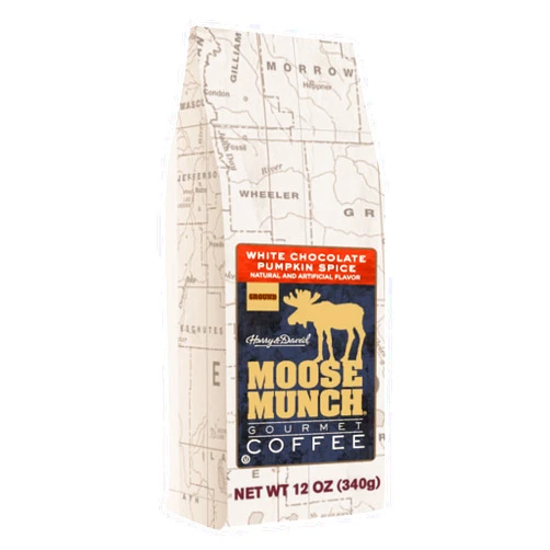 Harry & David Moose Munch Coffee by Harry & David, White Chocolate Pumpkin Spice Flavored Ground Gourmet Coffee - 12 Ounce Bag