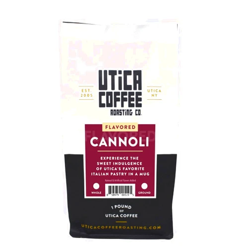 Utica Coffee Roasting Co. Cannoli | Specialty Flavored Medium Roast Ground Coffee | 16 Oz Reclosable Bag