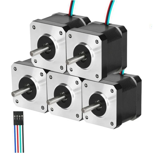 BESJMYT Nema 17 Stepper Motor 5pcs 1.7A 0.4Nm/56.64oz.in High Torque 1.8 Deg Standard Step Angle Bipolar 40mm(1.58inch) 2 Phase 4 Lead for 3D Printer/CNC Machine