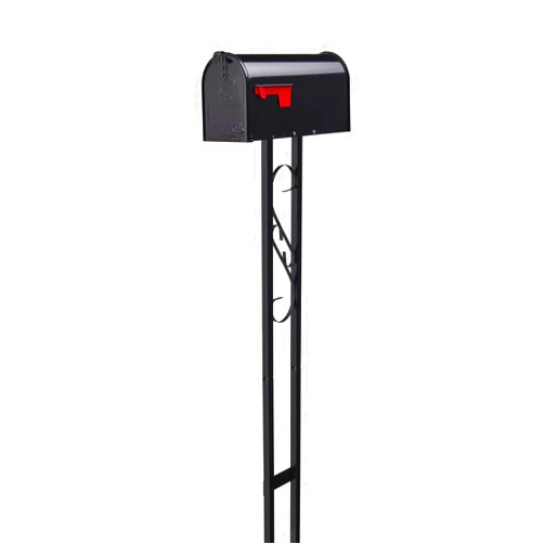 Gibraltar Mailboxes Decorative Medium Capacity Galvanized Steel Black, Mailbox & Post Combo, T11KIT0B, 1-(Pack)