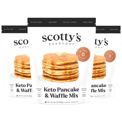 Scotty's Everyday Keto Pancake & Waffle Mix - Keto and Gluten Free Pancake and Waffle Mix - 0g Net Carbs - Sweetened with Allulose - No Erythritol - 9.8oz 3 Packs