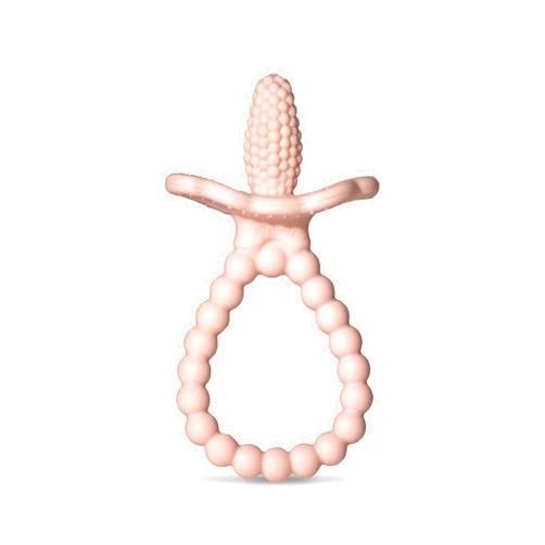 RaZbaby Silicone Baby Teether, BerryBumps Textured Silicone Soothes Babies’ Sore Gums, Infant Front and Back Teething Relief Toy, BPA Free, Easy-to-Hold, RaZberry Plus Fruit Shape, 3M+ – Pink