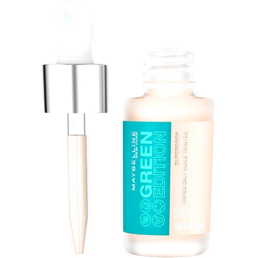 Maybelline Green Edition Superdrop Tinted Oil Base Makeup, Adjustable Natural Coverage Foundation Formulated With Jojoba & Marula Oil, 30, 1 Count