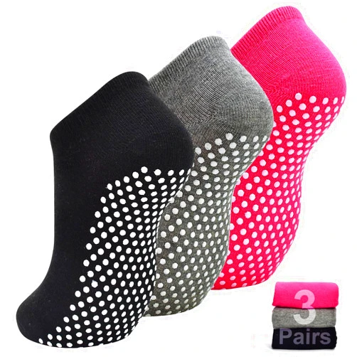 SkiBeaut Yoga Grips Non Slip Socks Pilates Anti Skid Sticky Grippers Ballet Barre Socks for Women 3 Pairs