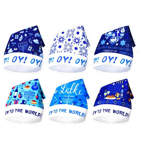 Tarpop 6 Pcs Holiday Hanukkah Hats Chanukah Party Decorations Hanukkah Santa Hat for Men Women Hanukkah Party Costume Accessories Festive Holiday Gifts Supplies