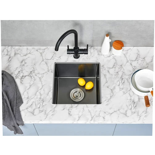 POPFLY 15 Inch Bar Sink, Black Small 15×15 Inch Undermount Kitchen Bar Prep Sink, Stainless Steel Single Bowl 18 Gauge Handmade 8 inch Deep Rv Sink