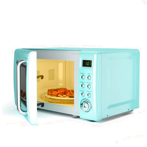 Safeplus Retro Microwave Oven,Safeplus 0.7Cu.ft, Countertop 700W Microwaves with Cold Rolled Steel Plate 5 Micro Power Defrost & Auto Cooking Function LED Display Glass Turntable and Viewing Window Child Lock