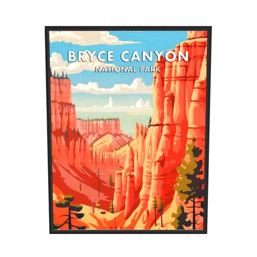 HomeArtPrint Bryce Canyon National Park Poster Art Print Retro Mountain Lake Wall Art Poster Vintage Decor Nature Landscape Picture For Bedroom Office Home (Bryce Canyon, 11x14 inches (Unframed))