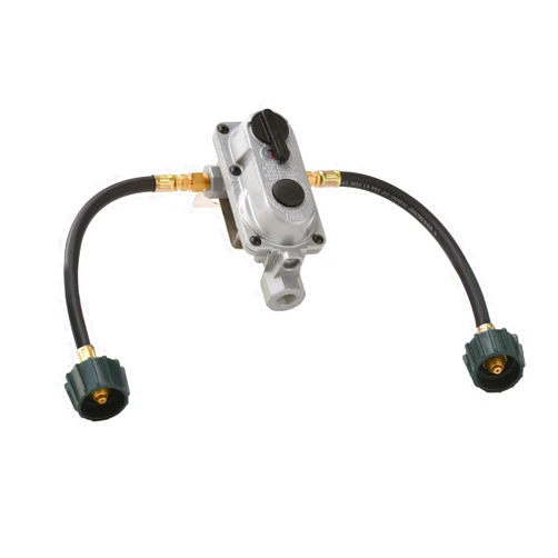 Flame King (KT12ACR6a) 2-Stage Auto Changeover LP Propane Gas Regulator With Two 12 Inch Pigtails For RVs, Vans, Trailers