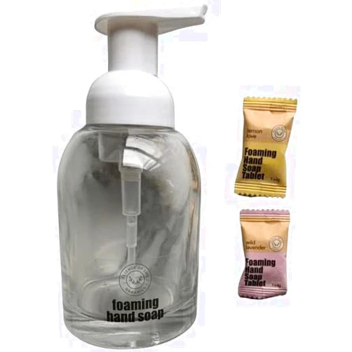 Essence of Life Foaming Hand Soap Tablets Starter Kit with Glass Bottle Pump and 2 Refill Tablets, Lemon Love & Wild Lavender (Starter Kit)