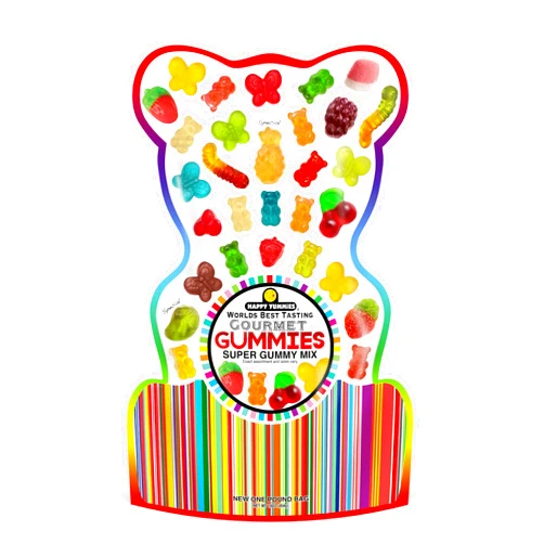 HAPPY YUMMiES BULK 4 PACK Happy Yummies Worlds Best Tasting Gourmet Gummies Fruit Mix Assortment Gummy Candies 16oz (4 Pack 16oz Fruit Asst)