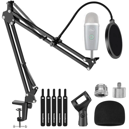 InnoGear Microphone Stand, Adjustable Mic Stand Set for Blue Yeti Nano Suspension Boom Scissor Arm Stand with 5/8