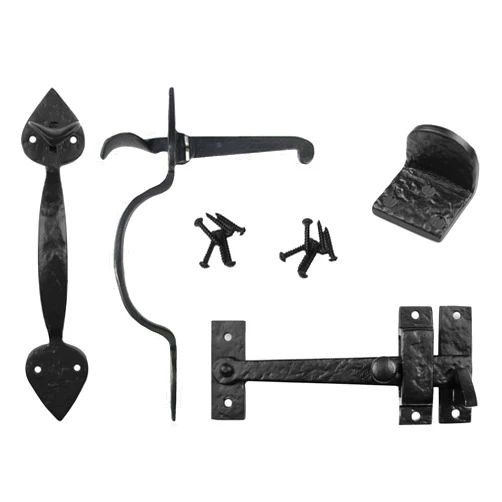 Iron Valley Hardware Iron Valley - Complete Heart Gate Latch Kit - Solid Cast Iron