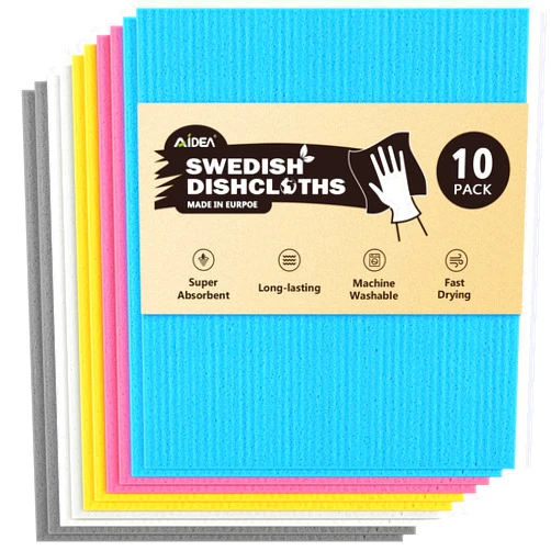AIDEA Swedish Dishcloths for Kitchen-10PK, Absorbent Sponge Dish Cloth, Dishcloths for Washing Dishes, Reusable Paper Towels Dish Cloths, Swedish Towels for Home, Kitchen, Glass, 7