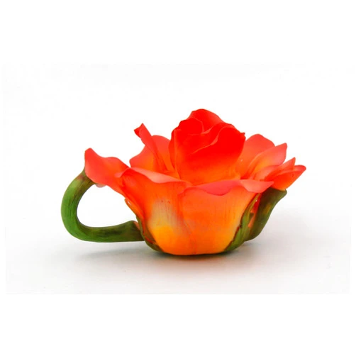 Cosmos Gifts Fine Porcelain Salmon Orange Rose Teapot Figurine, 4