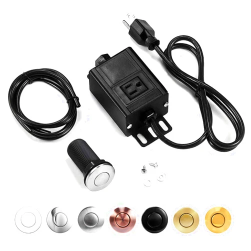 CLEESINK Garbage Disposal Air Switch Kit, Sink Top Waste Disposer On/Off Circuit Close with Aluminum Alloy Power Module (LONG BRUSHED NICKEL STAINLESS STEEL BUTTON) by CLEESINK