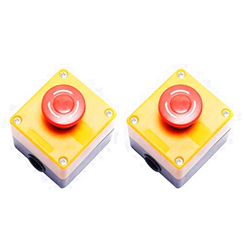 DEVMO 2PCS Red Mushroom Emergency Stop Shut Off Push Button Switch NO + NC 22mm CNC