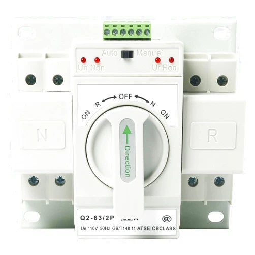YaeKoo 110V 2P 63A MCB type Mini Dual Power Automatic Transfer Switches Toggle Controller Change-Over Switch ATS Self Cast Conversion