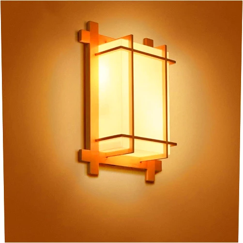 Generic Japanese Style Wall Sconces Solid Wood Creative Wall Light Bedside Lamp Bedroom Living Room Balcony Aisle Porch Wood Wall Lamp for Indoor Bedside Bedroom Living Room, U-1825
