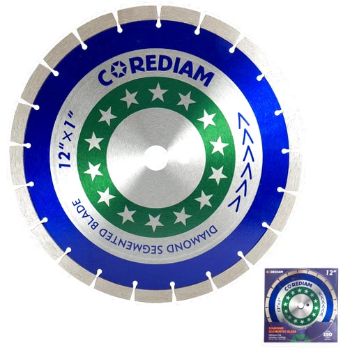 COREDIAM 12 Inch Diamond Blade, Segmented Diamond Saw Blade with 13mm Segment Height, General Purpose Cutting Concrete, Block, Paver, Brick, Masonry and Stone, Wet/Dry Cut, 1