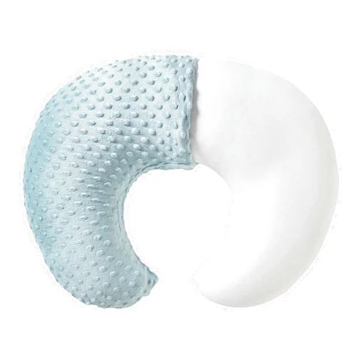 QUENESS Nursing Pillow and Positioner, Breastfeeding, Bottle Feeding, Baby Sitting Support with Removable Ultra Soft Cover, Tummy Time Support for Baby Boys and Girls (Cloud Blue)