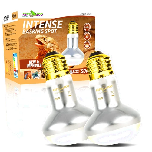 REPTI ZOO 50W Reptile Heat Lamp Bulb,2 Pack Intense Spot Basking Light,UVA Daylight Heating Lamp Bulb for Reptile & Amphibians & Chicken Brooder,Bearded Dragon, Lizard, Tortoise