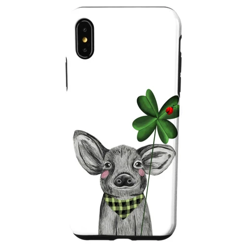 Glücksschwein Kleeblatt Glücksbringer iPhone XS Max Cute lucky pig clover leaf charm Case