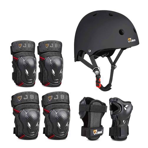 JBM Adult & Kid Skating Protective Gear Set Sktaeboard Helmet Knee and Elbow Pads with Wrist Guards for Inline Roller Skating, Scooter, Skateboarding