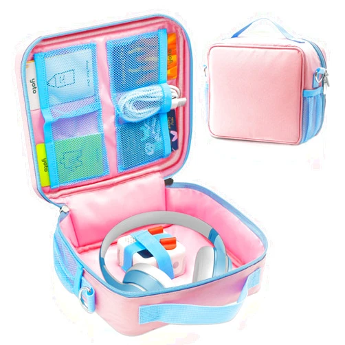 Sun3drucker Portable Carrying Case for YOTO Mini - Travel Case Compatible with Yoto Mini Audio Music Player, Headphone, Cards, Small Storage Bag with Handle and Shoulder Strap, Pink (Case Only)
