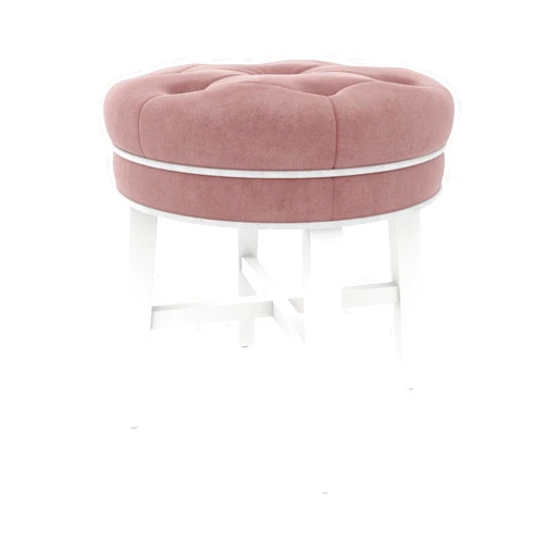 Hillsdale, Sophia Round Tufted Wood and Upholstered Backless Vanity Stool for Makeup Room or Bathroom, Pink