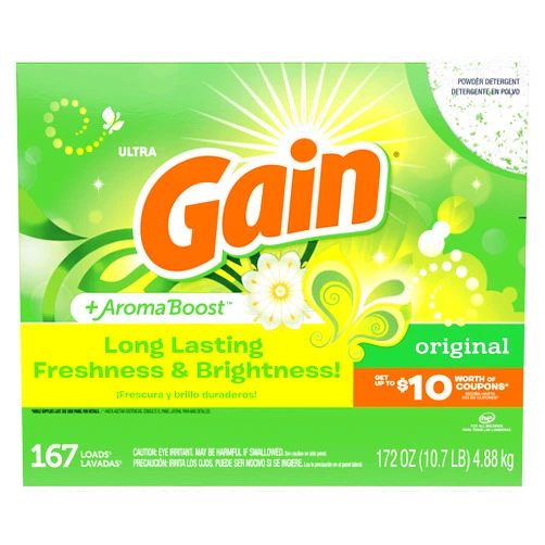 Gain Powder Laundry Detergent for Regular and HE Washers, Original Scent, 172 ounces (Packaging May Vary), Pack of 1