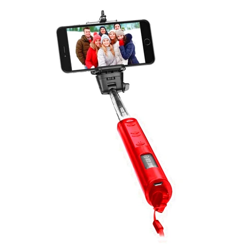 Asstd National Brand Smart Gear 40-inch Bluetooth Selfie Stick - Built In Wireless Shutter Release With Zoom Control - Red