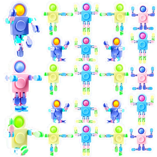 Hanaive 8 Pcs Robot Fidget Spinners Transformable Fingertip Gyro Chain Toy Deformable DIY Stress Relief Fidget Sensory Toys Adults Piñata Goodie Bag Birthday School Gift
