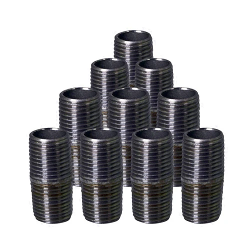 Supply Giant SupplyGiant 1/2 x 1 Inch Steel Black Pipe (10-Pack), Heavy Duty Industrial Malleable Steel Pipes, 1/2'' x 1'' Pre Cut Threaded Close Nipple Connector For All DIY Furniture And Black Pipe Shelving