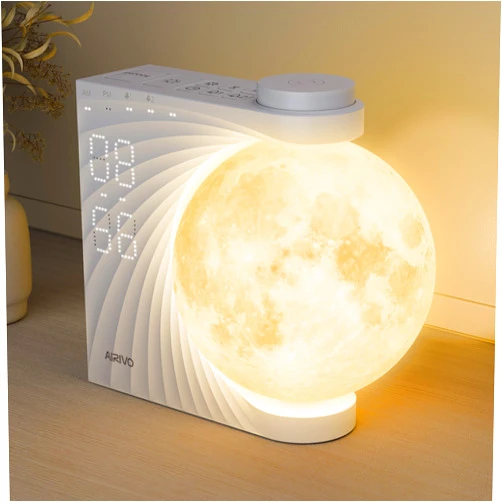 AIRIVO Sunrise Alarm Clock for Bedrooms, Moon Night Light Clock Wake Up Light for Kids Teens,White Noise Sound Machine,15 Sounds Dual Alarms for Heavy Sleepers, Cute Alarm Clock for Preppy Room Decor