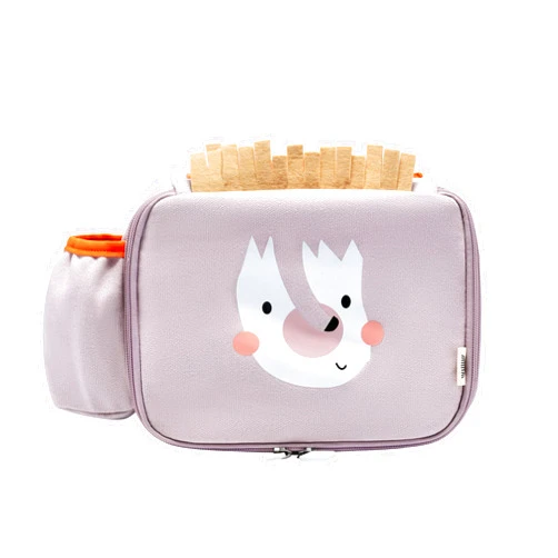 uninni Toddler Lunch Bag for Girls and Boys, Lunch Box for Kids Ages 2–5, Fully Insulated with Padded Handle, Storage Pocket and Water Bottle Pocket, Lightweight, Easy to Clean, BPA-Free - Hedgehog