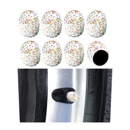 Ziciner 8 PCS Handmade Rhinestone Car Tire Valve Stem Cap, Sparkling Crystal Stem Air Cap Cover, Attractive Dustproof Bling Wheel Tire Valve, Universal for Cars Motorcycles Bikes (AB)