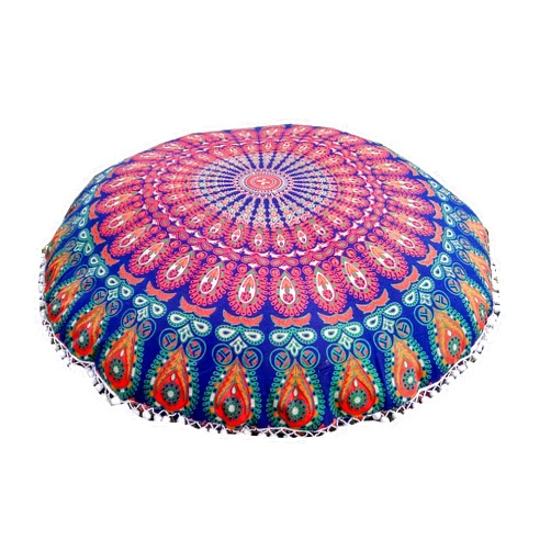 INDIAN CRAFT CASTLE ICC 32 Inch Floor Pillows & Cushions Decorative Hippie Mandala Pouf Pillow Seating Meditation Cushion Bohemian Throw Cover Large Case Pillowcase for Couch Round